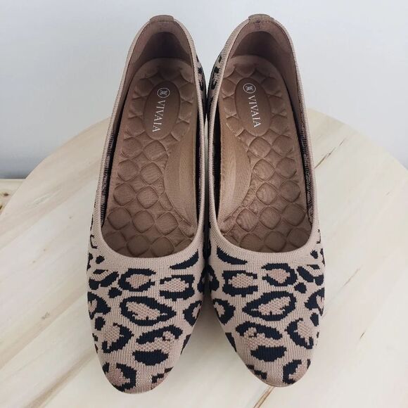 VIVAIA Wedge Shoes Size 40.5 Aria Pointed Toe Leopard Print Knit Casual Corpcore - Picture 3 of 16